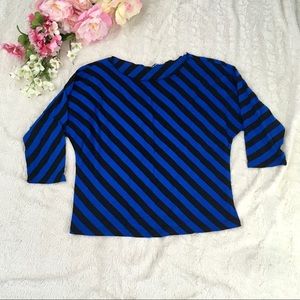 🍁 Diagonal Striped Boat Neck 3/4 Sleeve Shirt